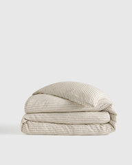 European Linen Stripe Duvet Cover - Twin / Terracotta/White Stripe