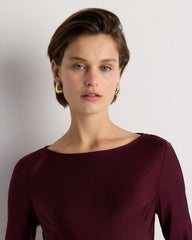 Washable Stretch Silk Long Sleeve Maxi Dress - XS / Wine Tasting Red