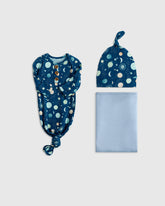 Bamboo Gown, Hat & Swaddle Layette Set - One Size / Celestial Dreams