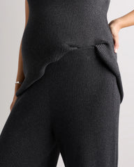 Cotton Cashmere Maternity Wide Leg Pants - XS / Heather Charcoal