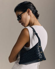 Italian Leather Handwoven Mini Bag - One Size / Black