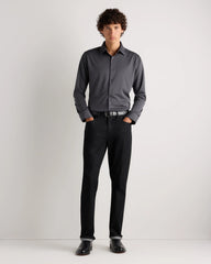 Commuter Stretch Pique Long Sleeve Button Down - XS / Dark Coal