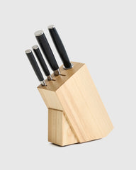 Essential Japanese Damascus Steel Knife Set + Block - One Size / No Color