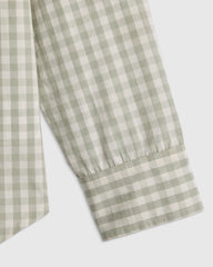 100% Cotton Poplin Printed Long Sleeve Button Down - 2T / Sage Gingham