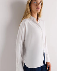 Vintage Wash Tencel Dolman Long Sleeve Shirt - XS / White