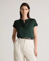 Washable Stretch Silk Dolman Sleeve Blouse - XS / Forest Green