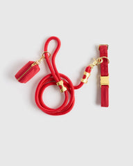 100% Cotton-Wrapped Nylon Dog Collar Walk Kit - XS / Ruby