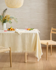 European Linen Fringe Tablecloth - One Size / Natural