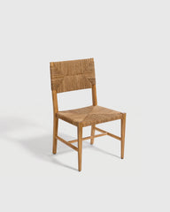 Woven Dining Chair with Solid Oak Frame (Set of 2) - Set of 2 / Golden Tan
