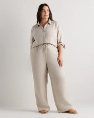 100% European Linen Long Sleeve Shirt - 1X / Flax