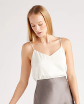 Washable Stretch Silk V-Neck Cami - XS / Ivory