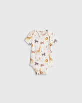 100% Organic Cotton Short Sleeve Bodysuit - 0-3M / Safari