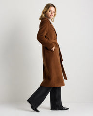 Camel Hair Double-Breasted Long Wrap Coat - XS / Vicuna