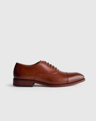Italian Leather Cap Toe Oxford - 7 / Cognac