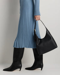 Full-Grain Leather Small Shoulder Bag - One Size / Black