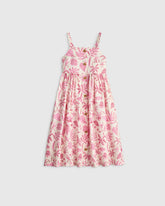 Girls Sleeveless 100% Linen Dress - 6 / Orchid Palms