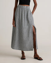 100% European Linen Maxi Skirt - XS / Classic Mini Gingham