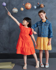100% Cotton Poplin Ruffle Sleeve Dress - 6 / Golden Daisy