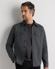 Cotton Pique Knit Overshirt - XS / Heather Charcoal