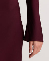 Washable Stretch Silk Long Sleeve Maxi Dress - XS / Wine Tasting Red