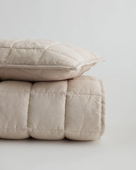 European Linen Toddler Quilt & Sham Set - One Size / White