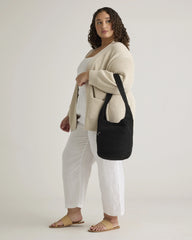Hand Crochet Hobo Shoulder Bag - One Size / Black