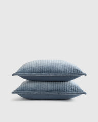 Cotton Velvet Channel Quilted Sham Set - Standard / Glacier Blue
