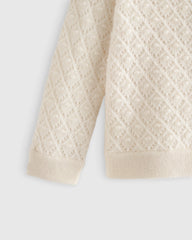 Washable Cashmere Pointelle Cardigan - 0-3M / Ivory