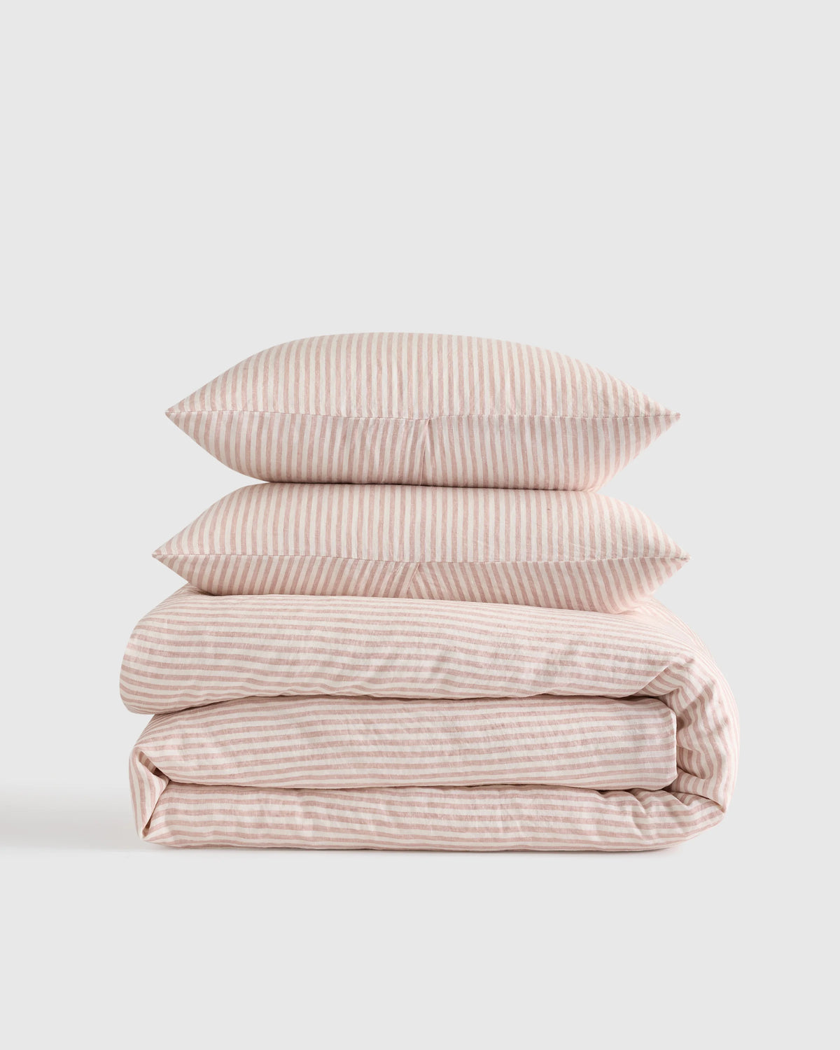 European Linen Stripe Duvet Cover Set - Twin / Natural/White Stripe