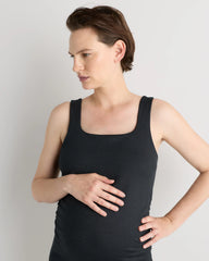 Ultra-Soft Maternity Midi Dress - XS / Heather Black