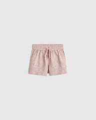 100% European Linen Drawstring Shorts - 2T / Vintage Pink Chambray