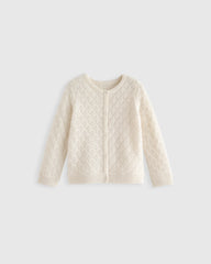Washable Cashmere Pointelle Cardigan - 0-3M / Ivory