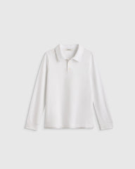 Organic Cotton Long Sleeve Pique Polo - 6 / White