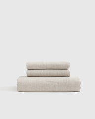 European Linen Chambray Fitted Sheet Set - Twin / Natural