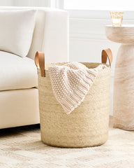 Handwoven Round Palm Baskets (Set of 3) - Set of 3 / Natural