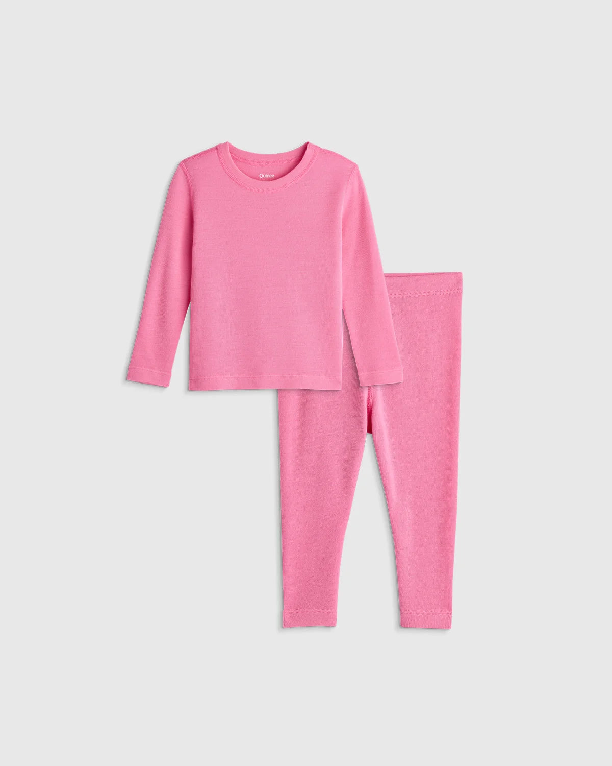 100% Merino Wool All-Season Base Layer Long Sleeve and Legging Set - 18-24M / Bright Blush