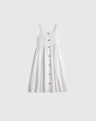 Girls Sleeveless 100% Linen Dress - 2T / White
