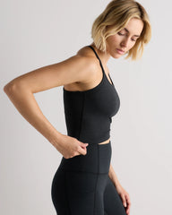 Ultra-Soft Y-Back Cropped Bra Tank - XS / Heather Black