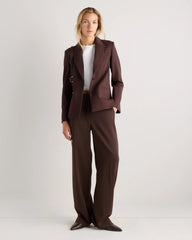 Ultra-Stretch Ponte Single-Breasted Blazer - XS / Espresso