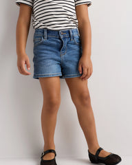 Girls Stretch Denim Short - 2T / Medium Wash