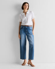 Embroidered Cotton Ruffle Collar Short Sleeve Blouse - XS / Classic White