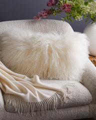 Luxe Mongolian Lamb Lumbar Pillow Cover - 12x20 / Ivory