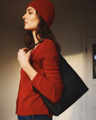 Full-Grain Leather Small Shoulder Bag - One Size / Black