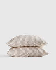European Linen Stripe Sham Set - Standard / Natural/White Stripe