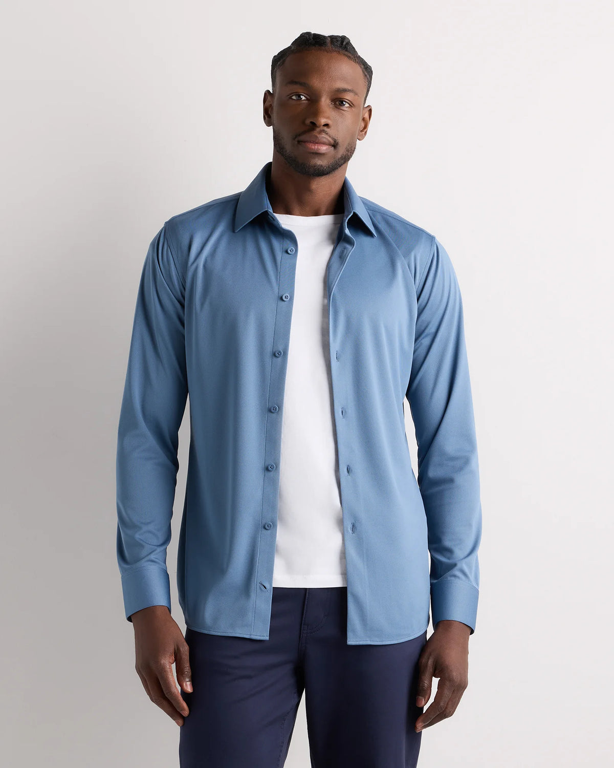 Commuter Stretch Pique Long Sleeve Button Down - XS / Dark Coal