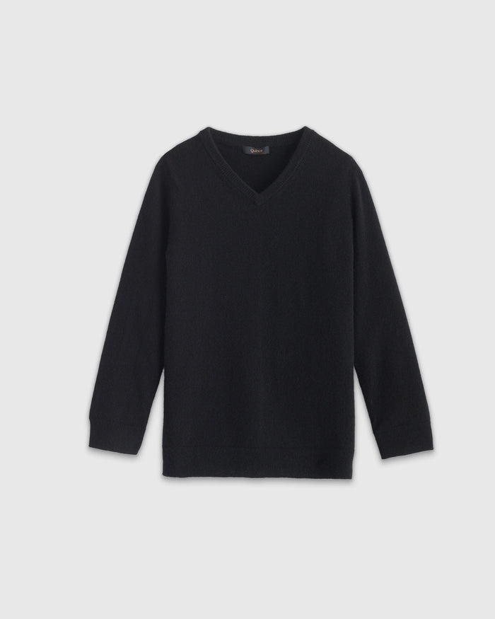 Washable Cashmere V-Neck Sweater - 6 / Black