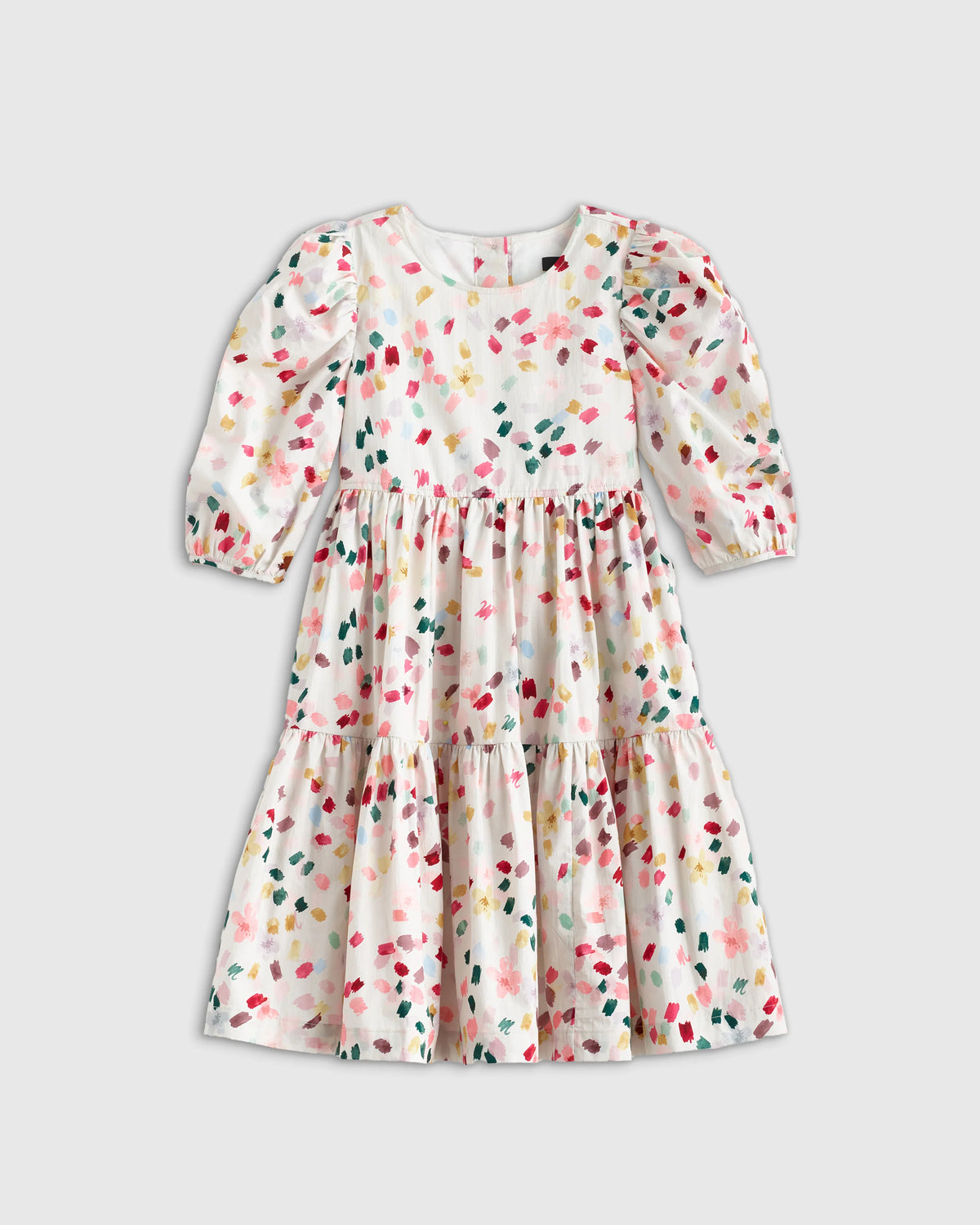 100% Cotton Poplin Puff Sleeve Dress - 12 / Confetti Dot