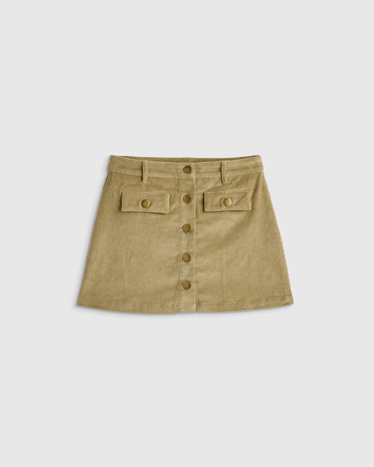 Organic Cotton Stretch Corduroy Skirt - 6 / Dried Herb