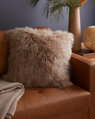 Luxe Mongolian Lamb Pillow Cover - 20x20 / Khaki