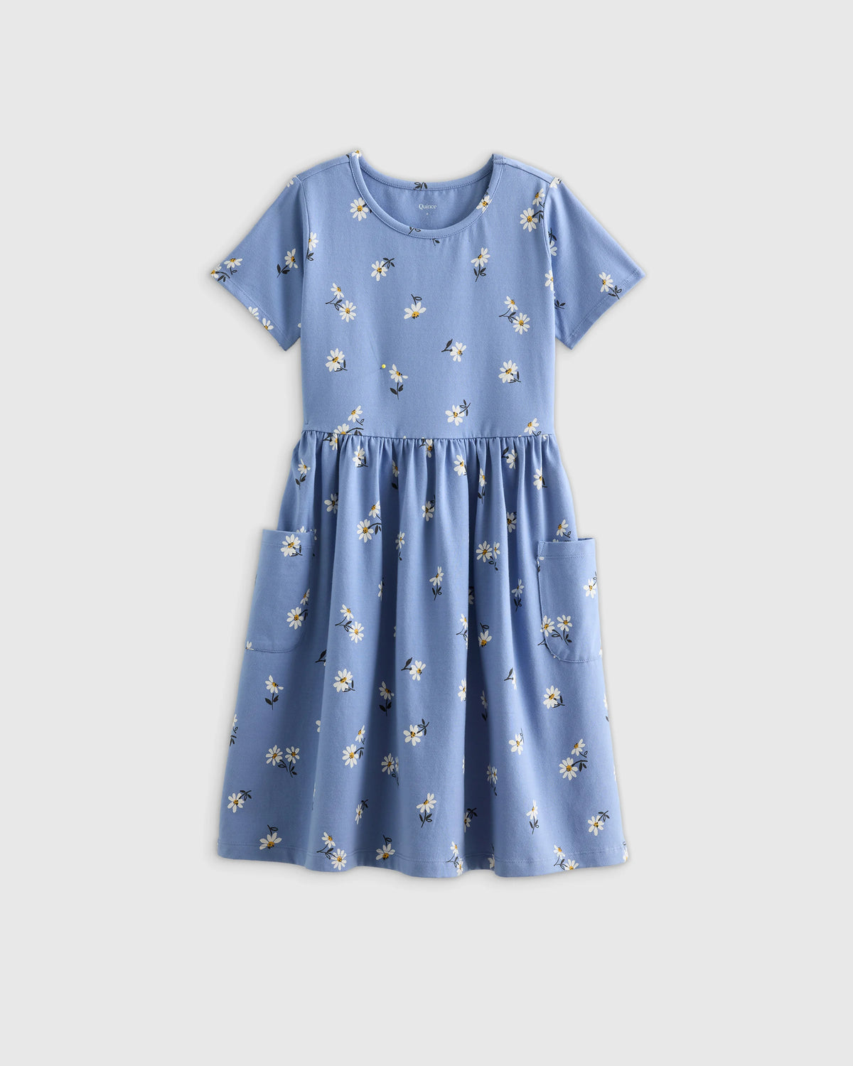 Organic Cotton Fit and Flare Pocket Dress - 6 / Cloud Rainbow Stripe